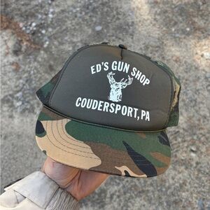 Vintage Camo hunting Deer Shop trucker hat adjustable foam mesh